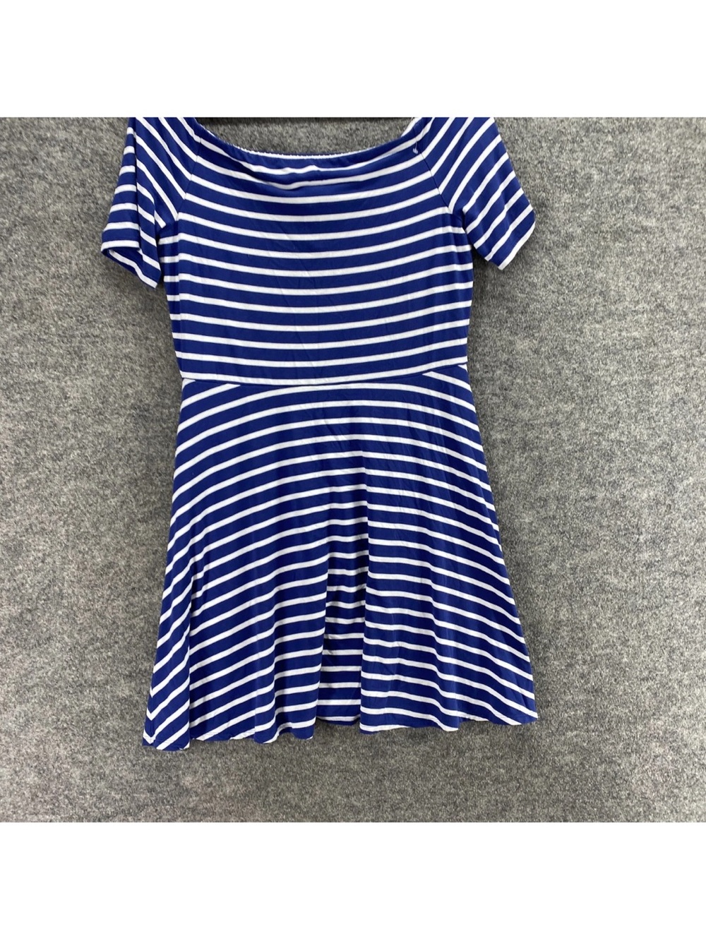 White House Black Market Striped Fit & Flare Dress Blue White Medium - Picture 4 of 8